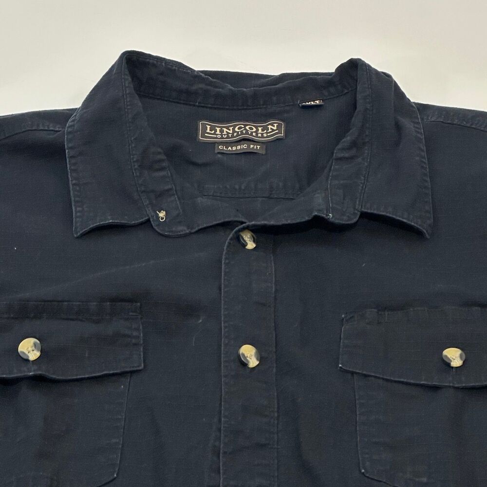 Lincoln Outfitters Men's Shirt‎ Black Classic Fit Short Sleeve, Size 3XLT